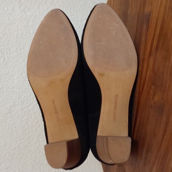 Lucky Brand Zaprika Black Suede Slip on HEEL Booties Neutral Boots Trendy Sz.7.5 - Picture 10 of 14